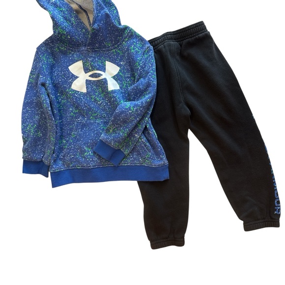 Under Armour Speckled Blue Hoodie and Black Pants Set - Picture 1 of 1